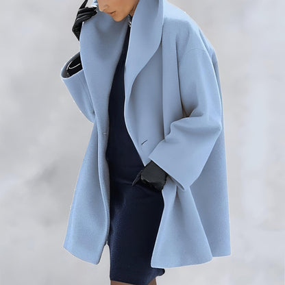 Manteau Femme Rouge Bourgogne Col Évasé et Manches Longues