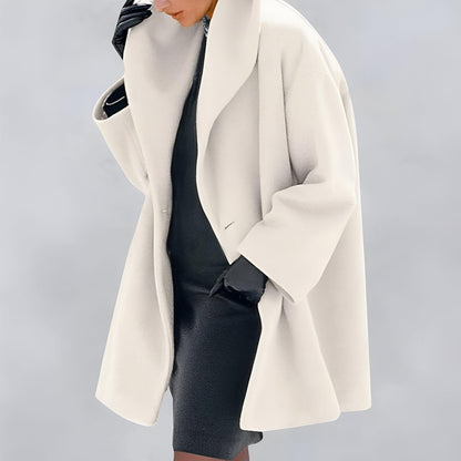 Manteau Femme Rouge Bourgogne Col Évasé et Manches Longues