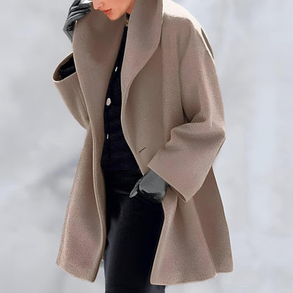 Manteau Femme Rouge Bourgogne Col Évasé et Manches Longues