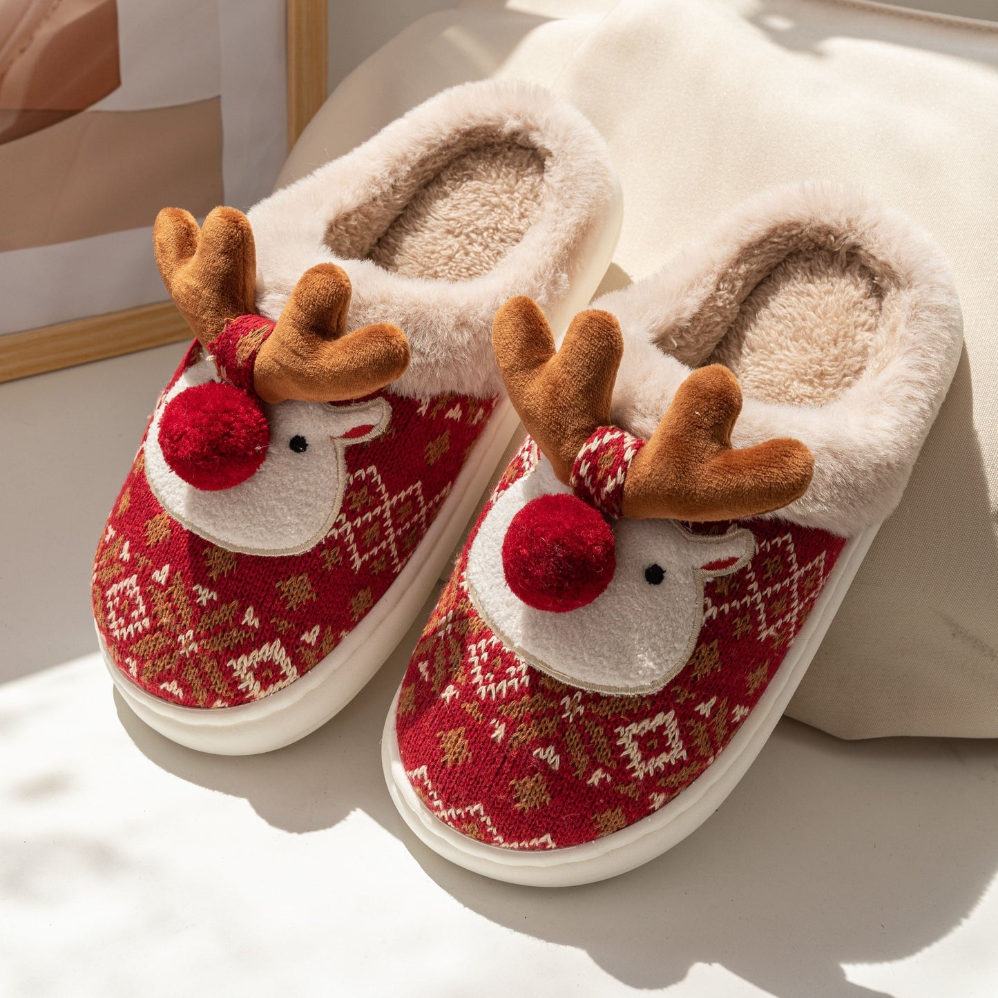 Chaussons Peluche Hiver Chauds et Confortables pour Femme