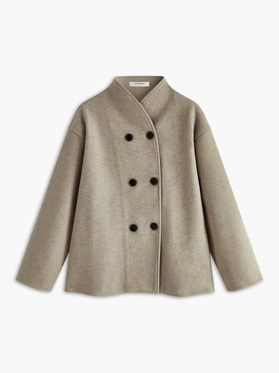 Manteau Femme Chic Détachable en Taupe