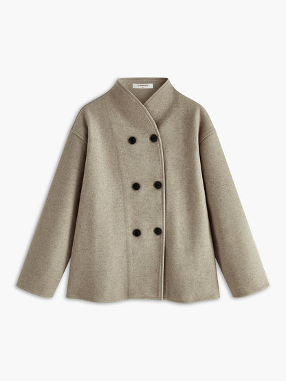 Manteau Femme Chic Détachable en Taupe
