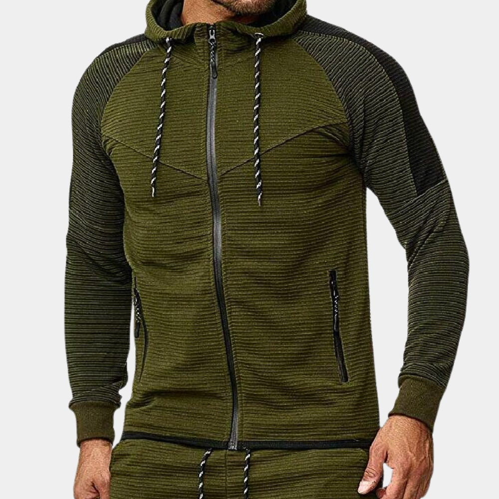 Veste à Capuche Rayée Sport pour Homme - PanierRoyale