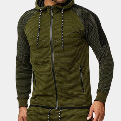 Veste à Capuche Rayée Sport pour Homme - PanierRoyale