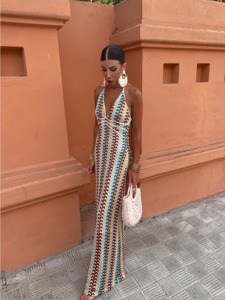 Joanna™ – Robe Bohème Chic en Crochet Col en V Élégante et Sexy-5