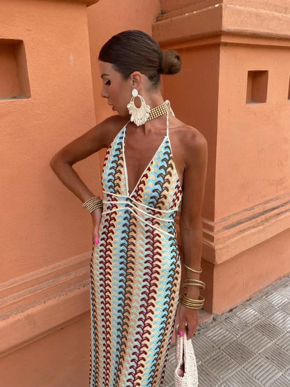 Joanna™ – Robe Bohème Chic en Crochet Col en V Élégante et Sexy-4