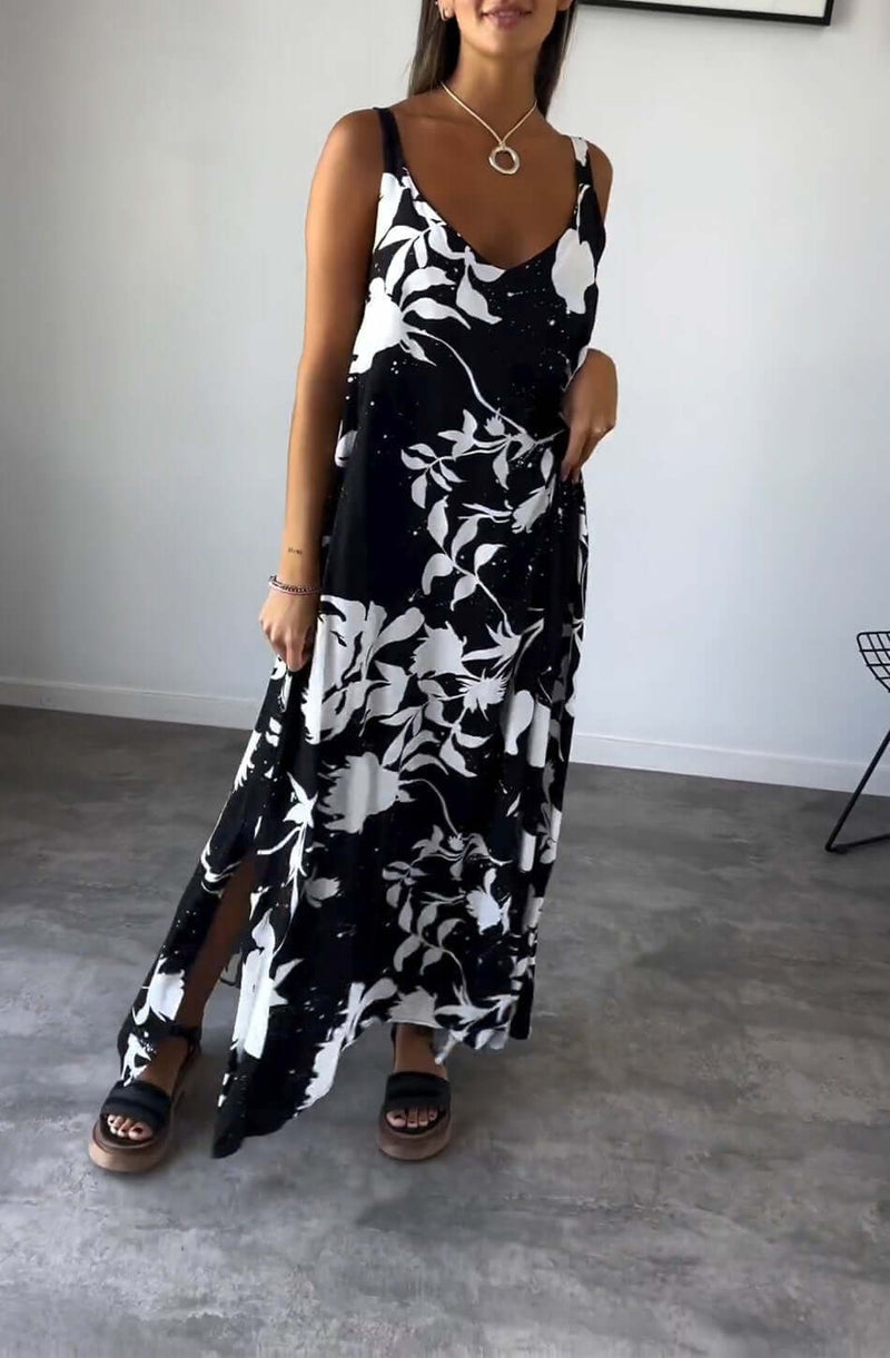 Robe Été Imprimée Manches Courtes Chic