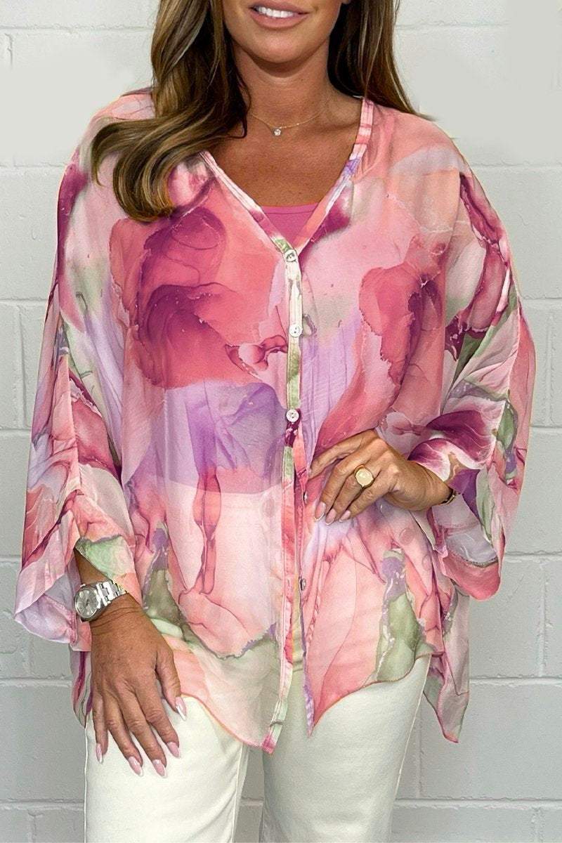 Chemise Femme Décontractée Col V Manches Élargies