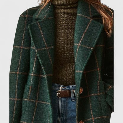 Manteau Femme Classique à Carreaux avec Boutons