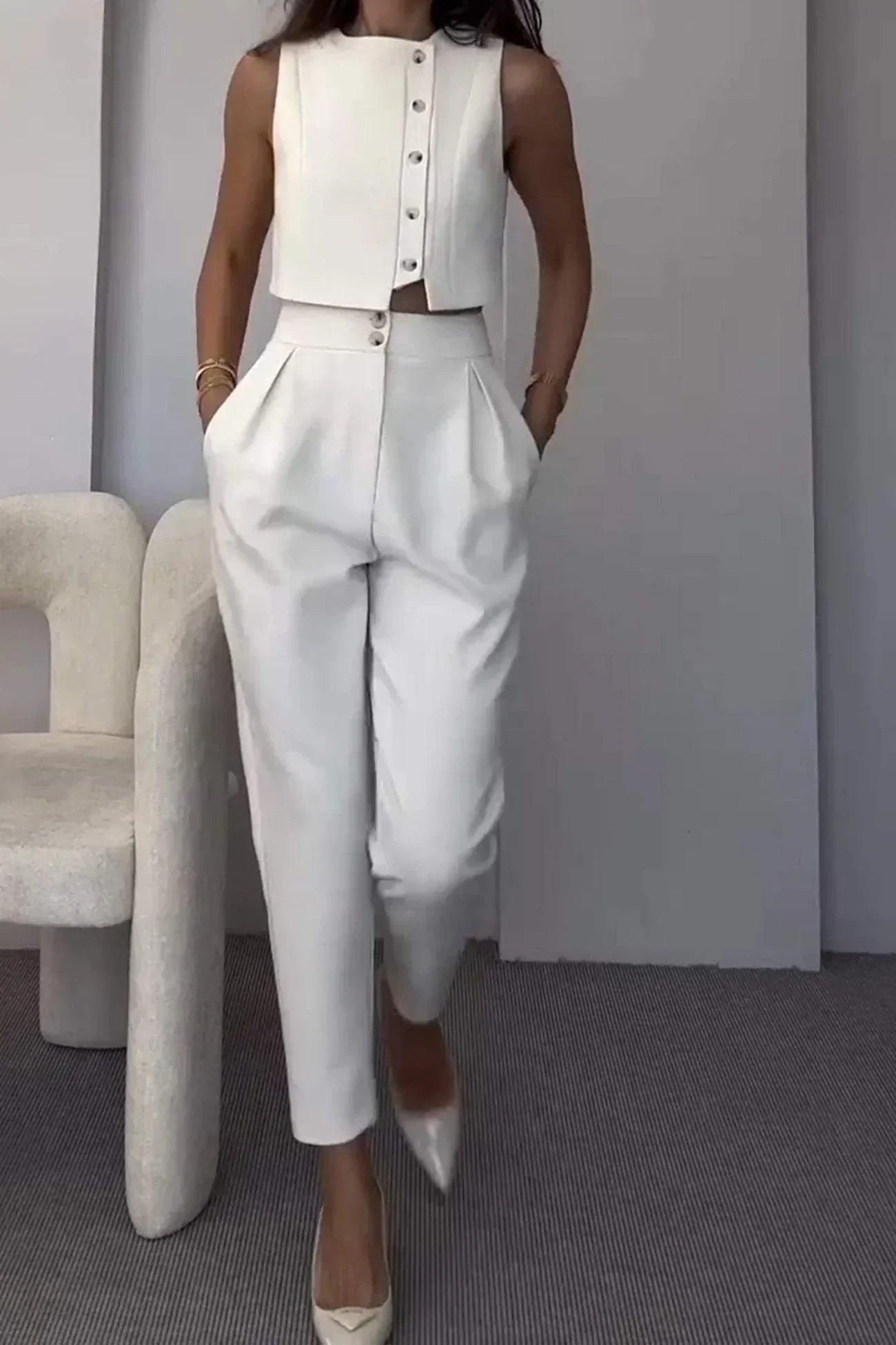 Ensemble Deux Pièces Femme Structuré Coupe Ajustée