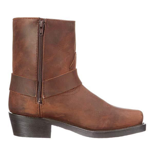 Bottes en cuir femme mi-mollet style biker avec détails boucles