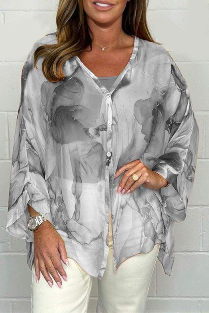 Chemise Femme Décontractée Col V Manches Élargies