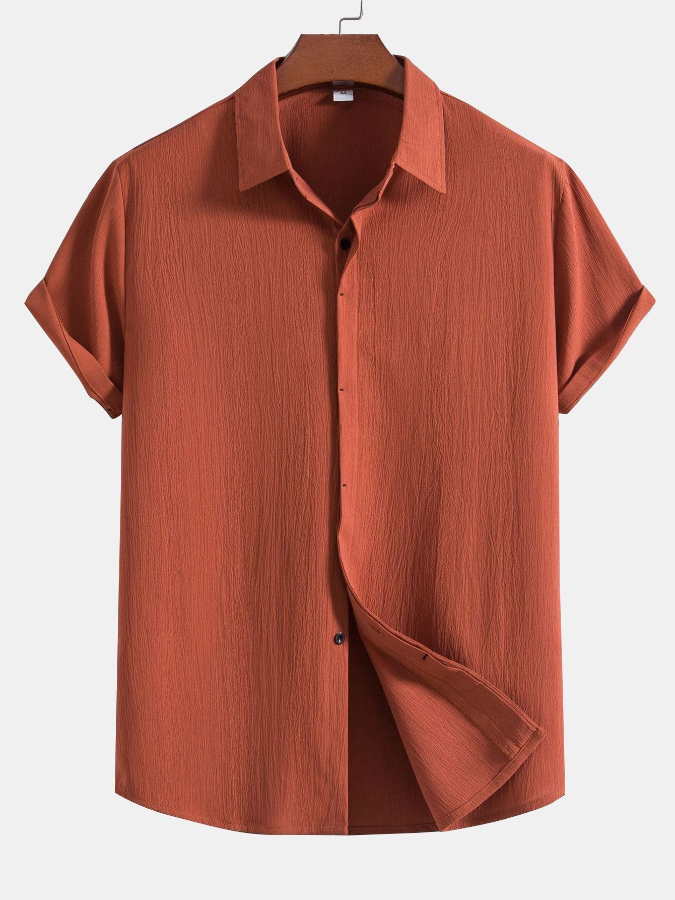 Chemise Homme Élégante à Boutons Cachés en Coton Plissé