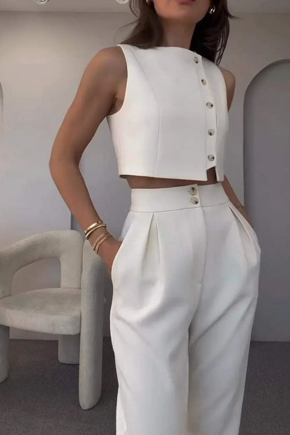 Ensemble Deux Pièces Femme Structuré Coupe Ajustée - PanierRoyale