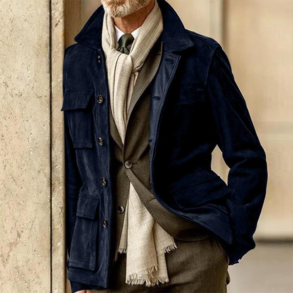 Veste Homme en Suède Chic avec Poches Réglables