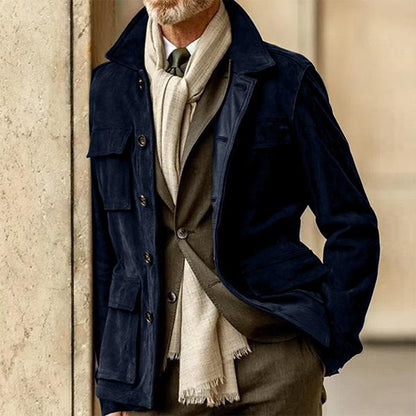 Veste Homme en Suède Chic avec Poches Réglables