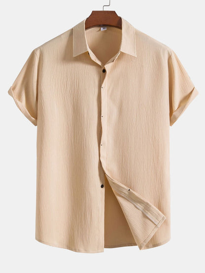 Chemise Homme Élégante à Boutons Cachés en Coton Plissé