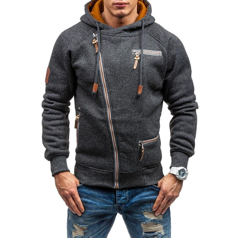 Blouson Homme à Capuche Noir Zippé