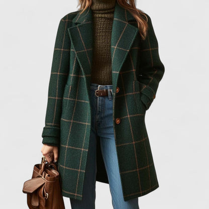 Manteau Femme Classique à Carreaux avec Boutons - BerlinGlamour