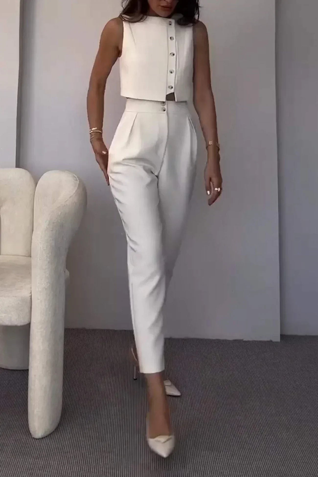 Ensemble Deux Pièces Femme Structuré Coupe Ajustée