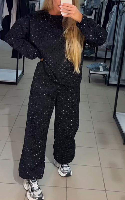 Pyjama Femme Élégant en Soie Douce avec Paillettes - PanierRoyale
