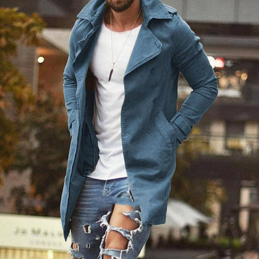 Manteau Trench Homme Classique Imperméable Marine - PanierRoyale