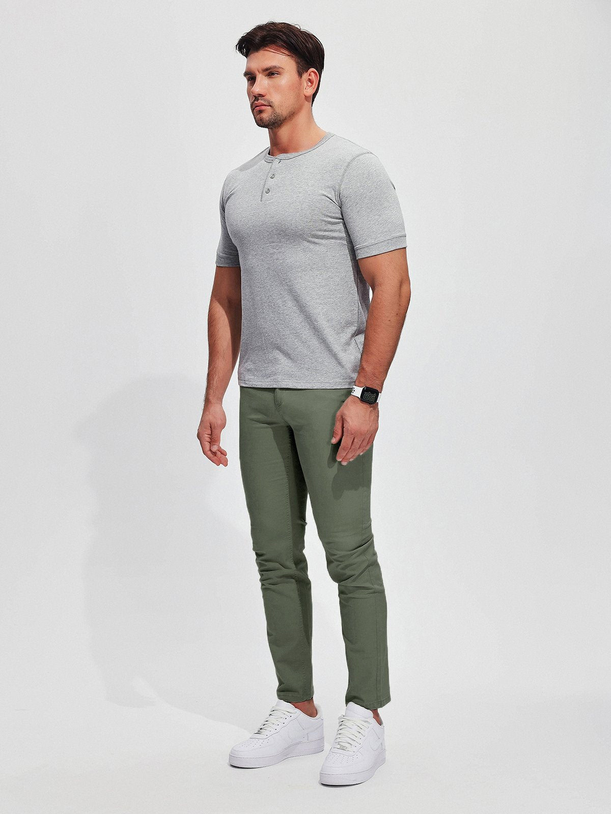 Pantalon Chino Homme Élastique et Léger en Coton Mélangé