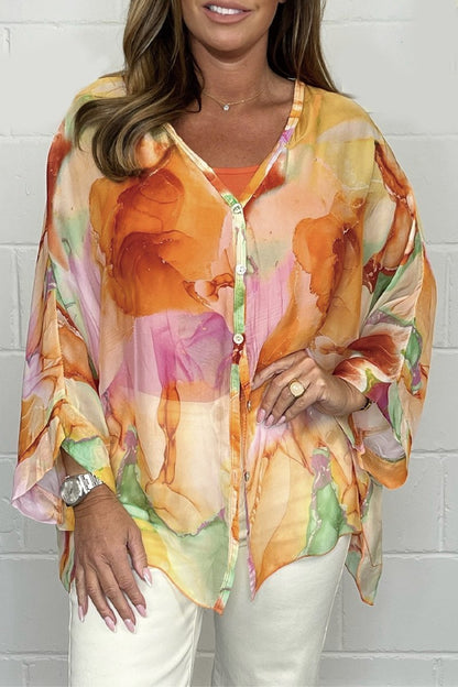 Chemise Femme Décontractée Col V Manches Élargies - PanierRoyale