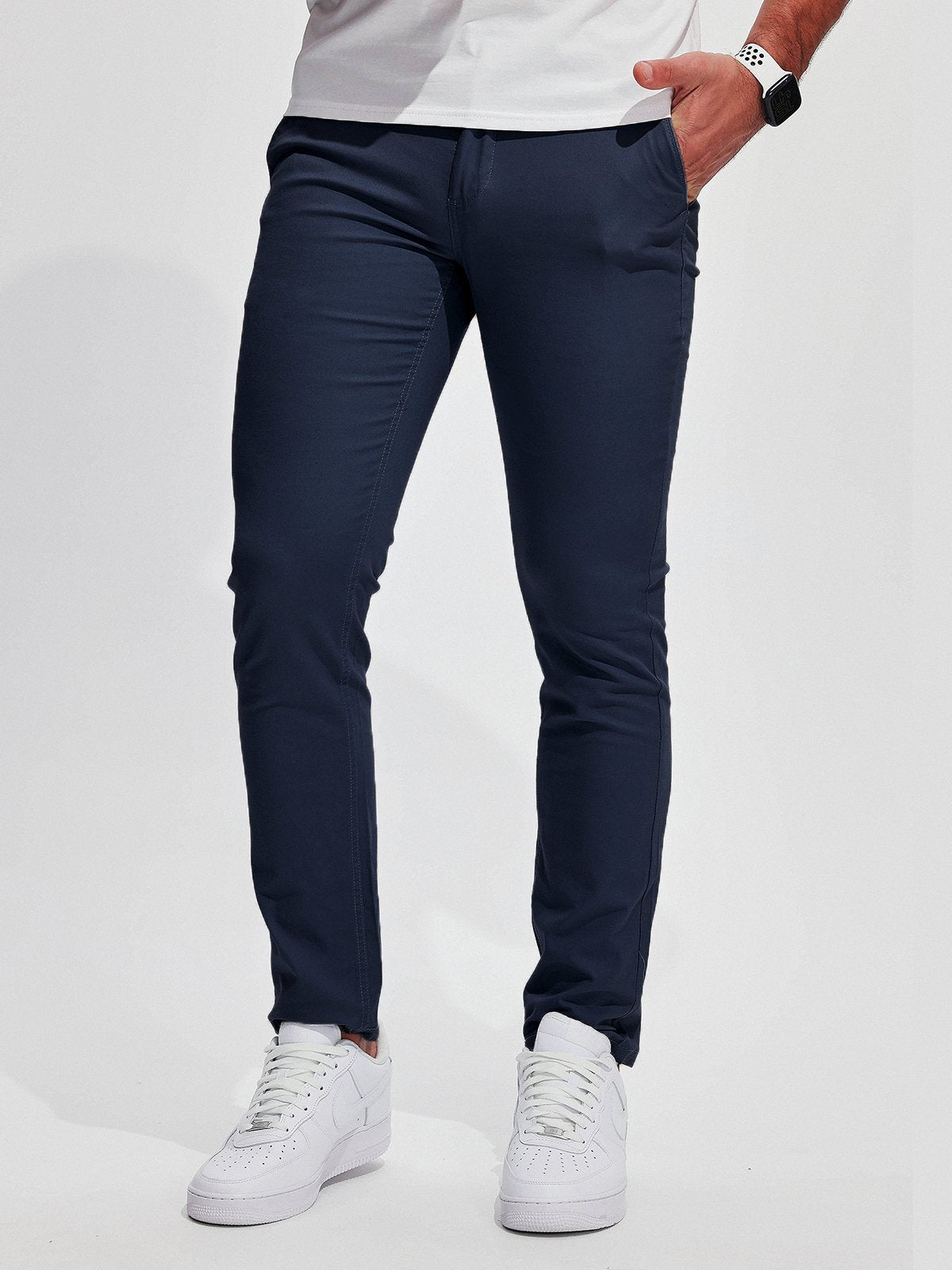 Pantalon Chino Homme Élastique et Léger en Coton Mélangé