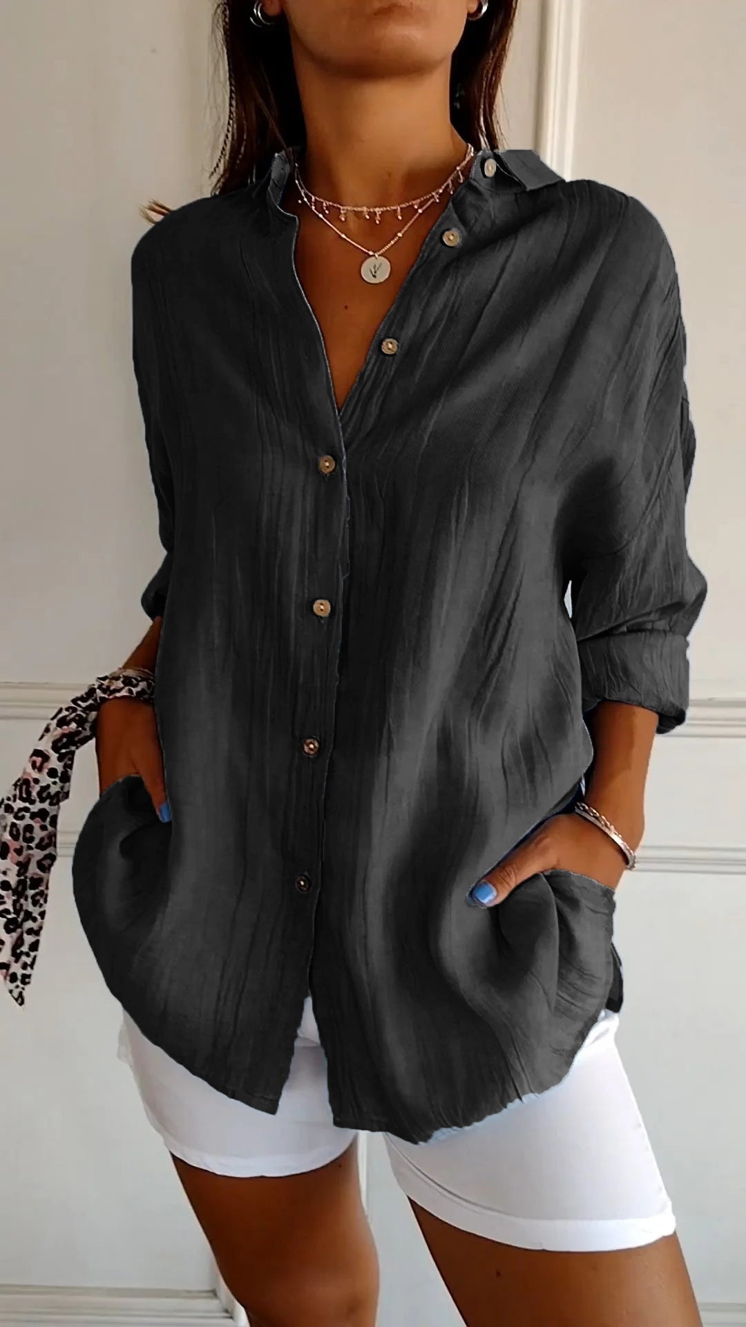 Chemise femme décontractée manches courtes