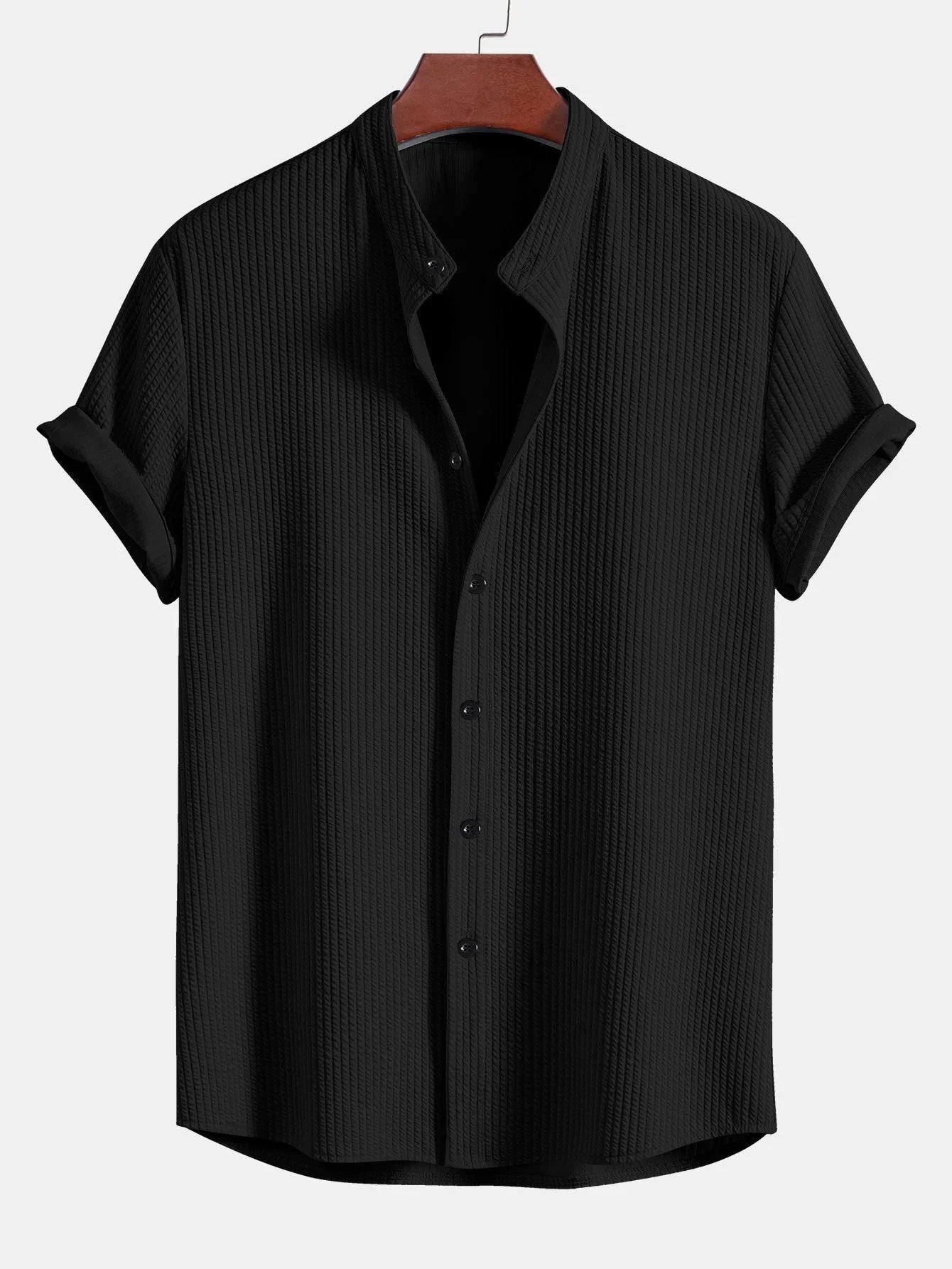Chemise Polo Homme Lin Coton Classique avec Col Montant