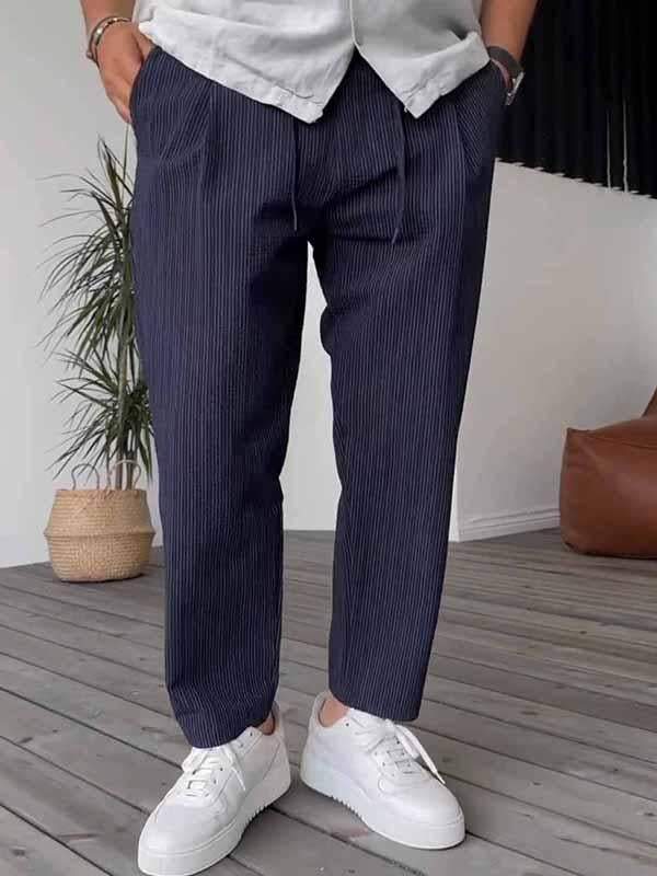 Pantalon rayé homme chic et confortable pour travail et détente - PanierRoyale