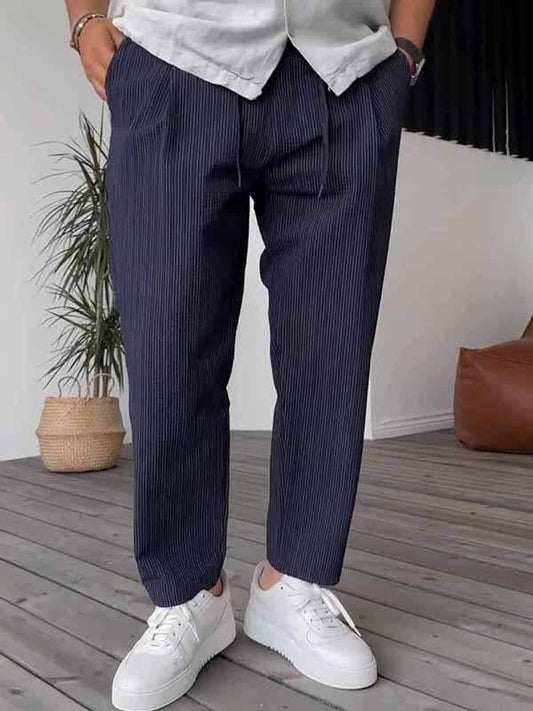 Pantalon rayé homme chic et confortable pour travail et détente - PanierRoyale