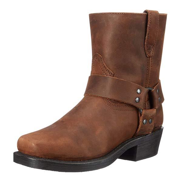 Bottes en cuir femme mi-mollet style biker avec détails boucles - BerlinGlamour