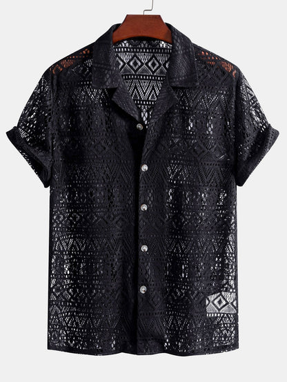 Chemise Homme Transparente à Motifs Ethniques