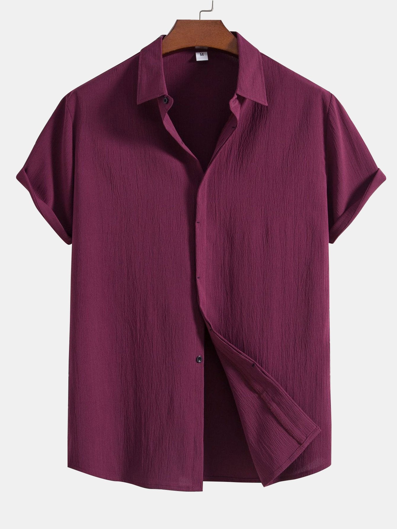 Chemise Homme Élégante à Boutons Cachés en Coton Plissé