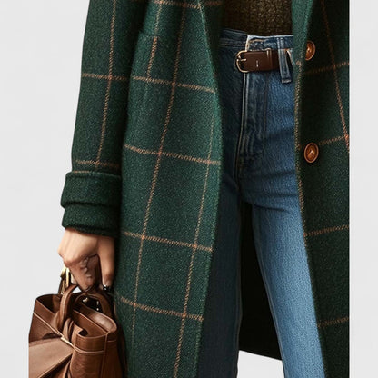 Manteau Femme Classique à Carreaux avec Boutons