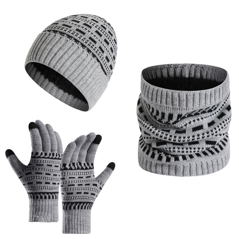 Tenue Hiver Homme Chaude avec Bonnet, Écharpe et Gants Isolants