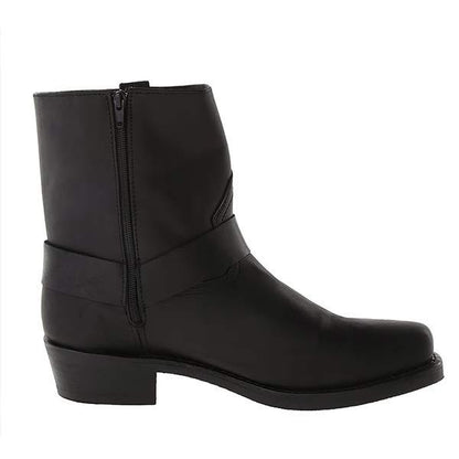 Bottes en cuir femme mi-mollet style biker avec détails boucles
