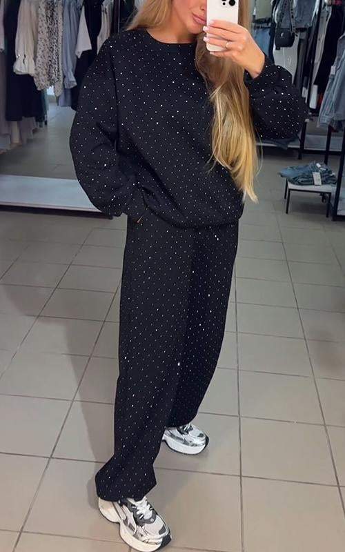 Pyjama Femme Élégant en Soie Douce avec Paillettes