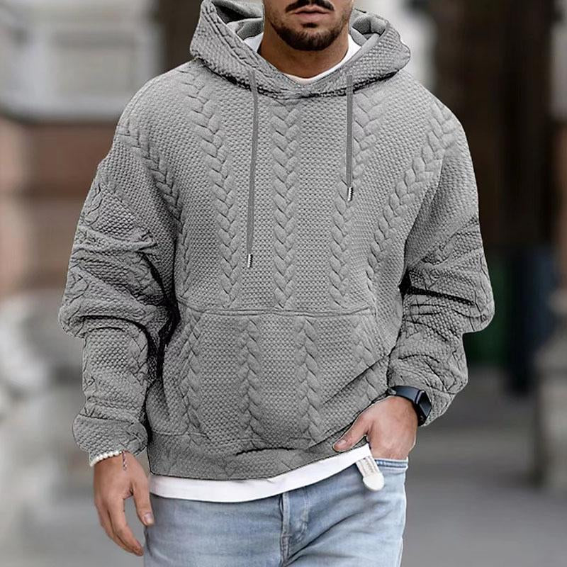 Sweat à capuche homme gris mélange décontracté