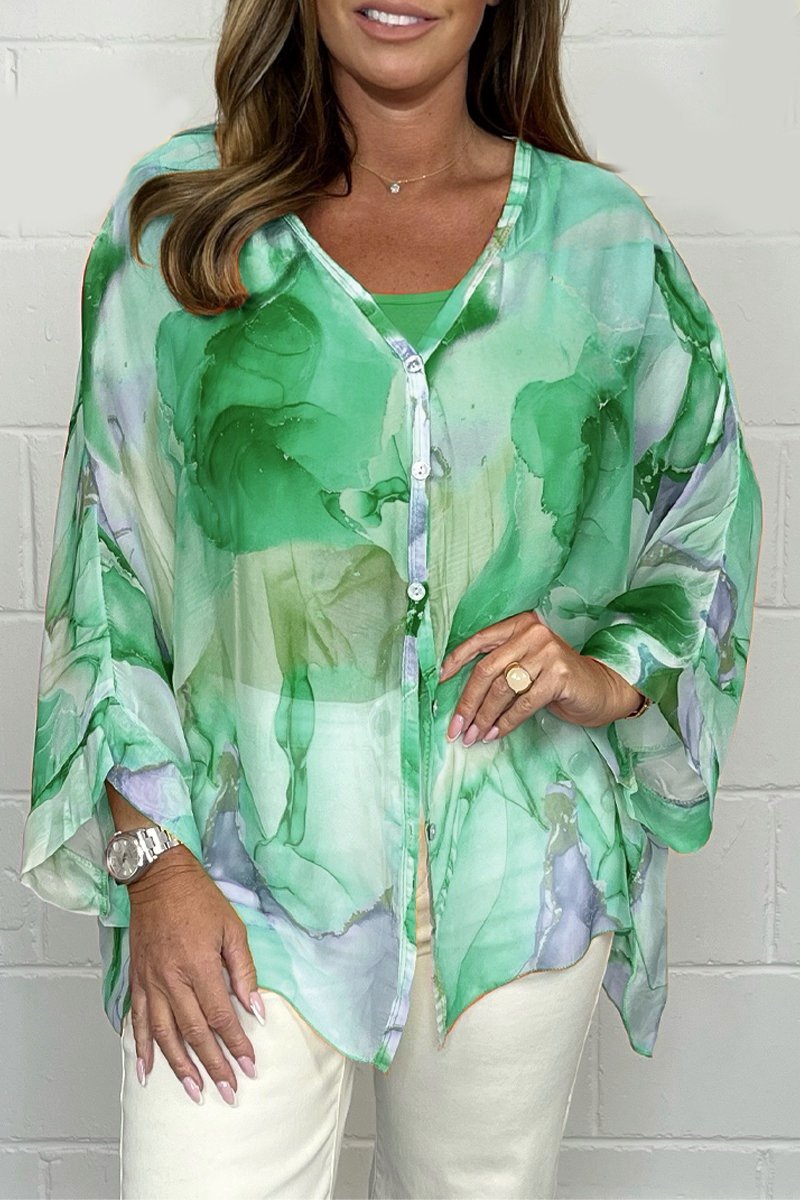 Chemise Femme Décontractée Col V Manches Élargies