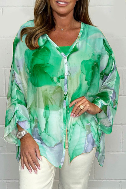 Chemise Femme Décontractée Col V Manches Élargies