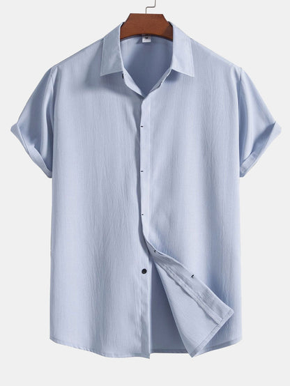 Chemise Homme Élégante à Boutons Cachés en Coton Plissé - PanierRoyale