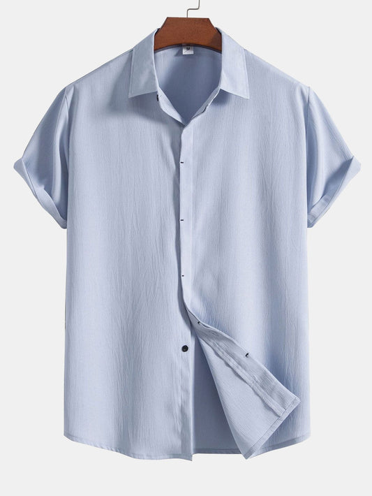 Chemise Homme Élégante à Boutons Cachés en Coton Plissé - PanierRoyale