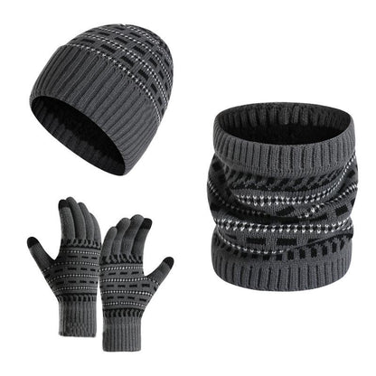 Tenue Hiver Homme Chaude avec Bonnet, Écharpe et Gants Isolants