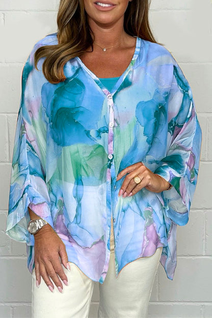 Chemise Femme Décontractée Col V Manches Élargies