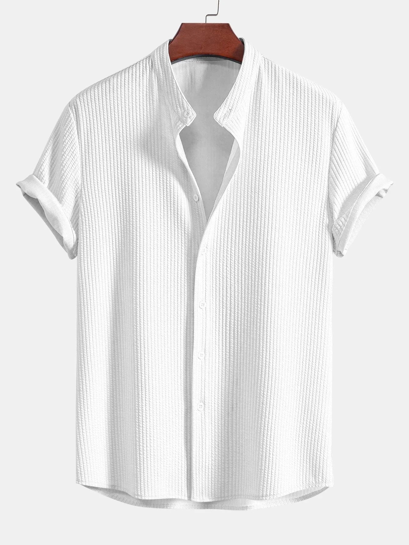 Chemise Polo Homme Lin Coton Classique avec Col Montant