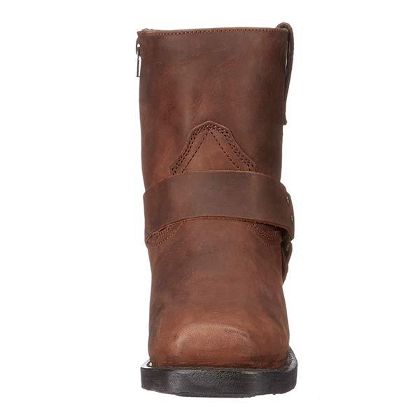 Bottes en cuir femme mi-mollet style biker avec détails boucles