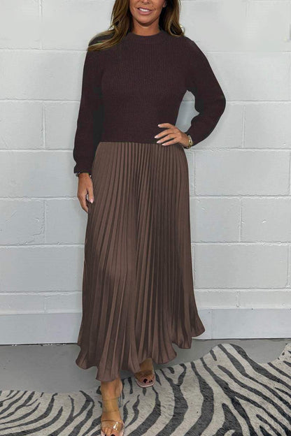 Robe pull douce avec jupe chiffon féminine